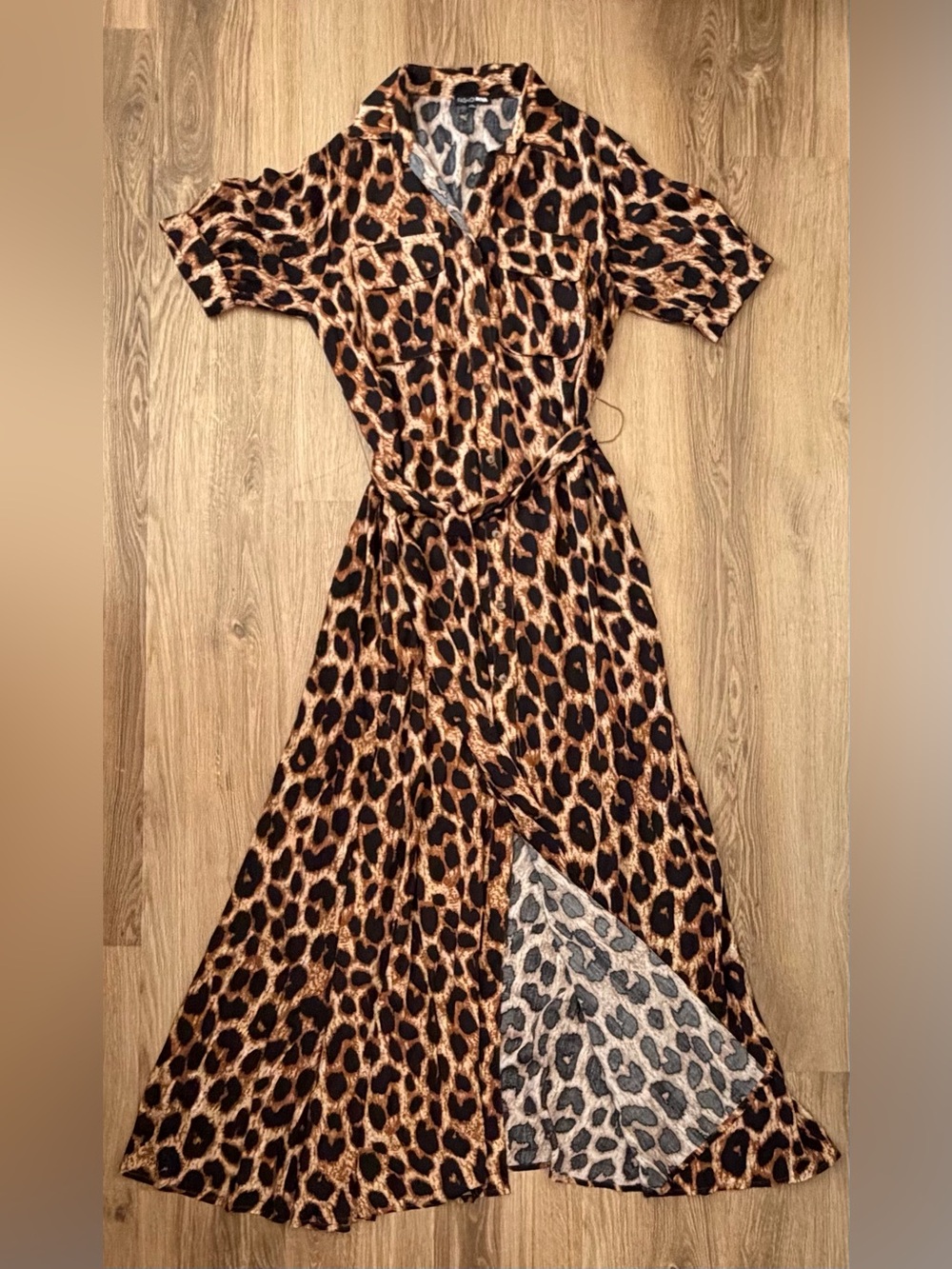 Fashion Nova Leopard Print Wrap Maxi Dress - Brown